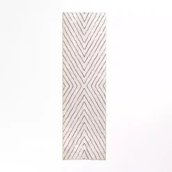 Julia Black and White Washable Runner, 2x7