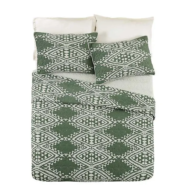 Justina Blakeney Green Aisha King Quilt Set