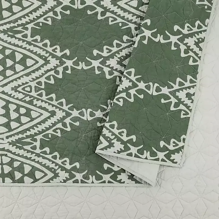 Justina Blakeney Green Aisha King Quilt Set