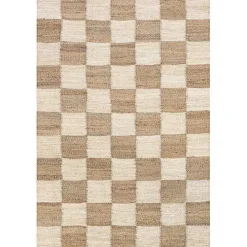 Jute Tan Checkered Area Rug, 5x8