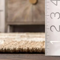 Jute Tan Checkered Area Rug, 5x8