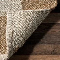 Jute Tan Checkered Area Rug, 5x8