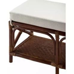 Kaili Brown Rattan Cushioned Bench
