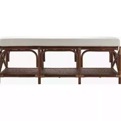 Kaili Brown Rattan Cushioned Bench