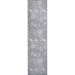Kalini Gray Floral Washable Runner, 2x7