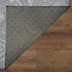 Kalini Gray Floral Washable Runner, 2x7