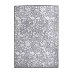 Kalini Gray Floral Washable Area Rug, 5x7