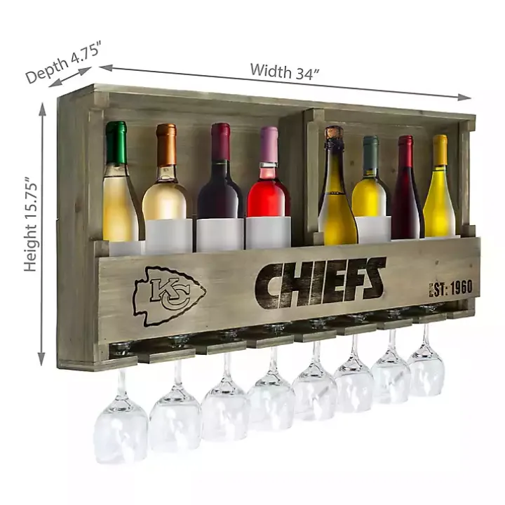 Kansas City Chiefs Reclaimed Wood Bar Shelf