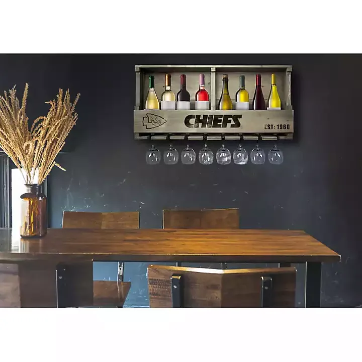 Kansas City Chiefs Reclaimed Wood Bar Shelf