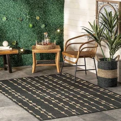 Kendall Gray Vertical Teardrop Outdoor Rug, 5x8