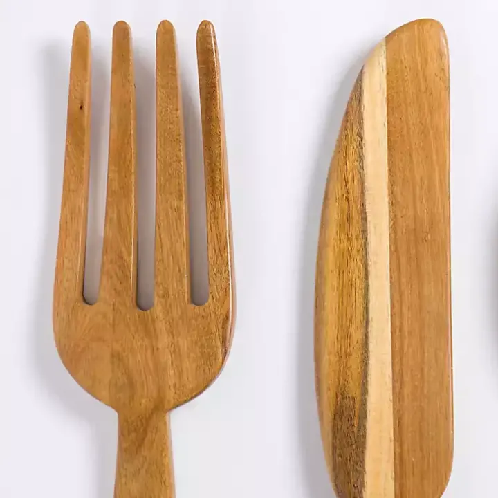 Kitchen Utensil Wooden Wall Plaques, Set of 3