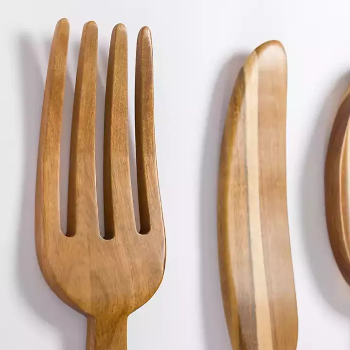 Kitchen Utensil Wooden Wall Plaques, Set of 3