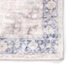 Lara Blue Medallion Washable Runner, 2x7