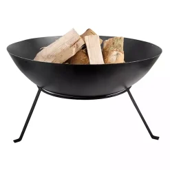 Large Black Metal Fire Bowl with Tapered Legs