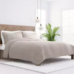 Latte Floral Stitch 2-pc. Twin Quilt Set