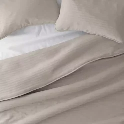 Latte Stitched Stripes 3-pc. Queen Quilt Set