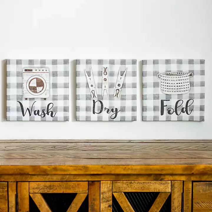 Laundry Sentiment Canvas Art Prints, Set of 3
