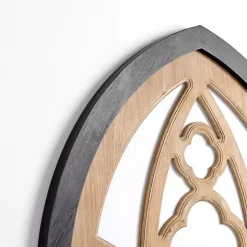Leah Black and Natural Wood Arched Wall Plaque