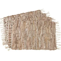 Leather and Cotton Chindi Placemats, Set of 4