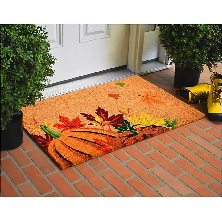 Leaves and Pumpkins Fall Coir Doormat