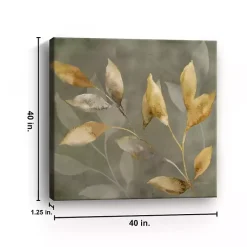 Leaves on Gray Giclee Canvas Art Print