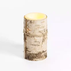 LED Birch Tree Bark Pillar Candle, 3x6