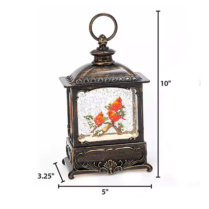 LED Cardinals on Branch Christmas Water Globe