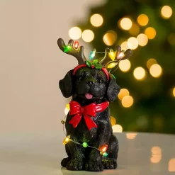 LED Christmas Lights Black Lab Statue