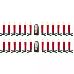 LED Clip-On Red Taper Candles, Set of 24