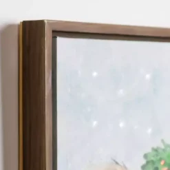 LED Cow with Christmas Greenery Canvas Art Print