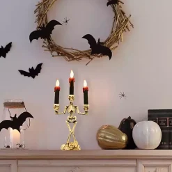 LED Dripping Skeleton Halloween Candelabra