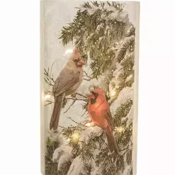 LED Glass Cardinals Christmas Wall Plaque