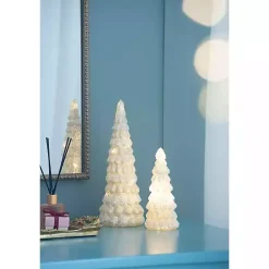 LED Glass Cone Snowy Trees, Set of 2