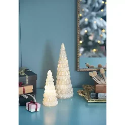 LED Glass Cone Snowy Trees, Set of 2