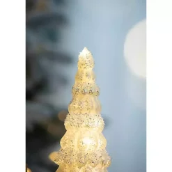 LED Glass Cone Snowy Trees, Set of 2