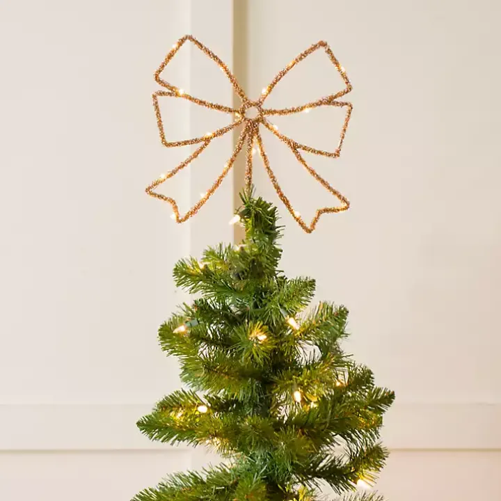 LED Gold Bow Christmas Tree Topper