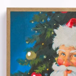 LED Holly Santa with Toy Bag Framed Art Print