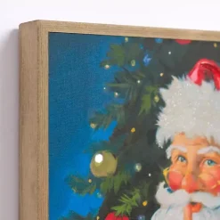 LED Holly Santa with Toy Bag Framed Art Print