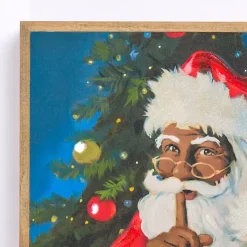 LED Jolly Santa with Toy Bag Framed Art Print