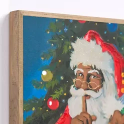 LED Jolly Santa with Toy Bag Framed Art Print