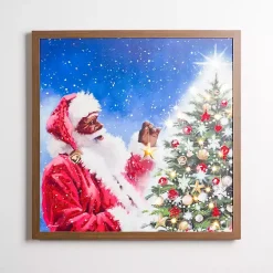 LED Merry Santa & Christmas Tree Canvas Art Print