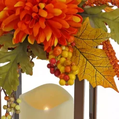 LED Mums and Berries Harvest Lantern