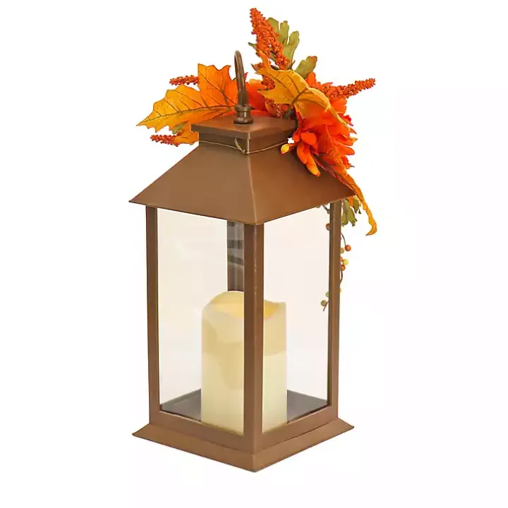 LED Mums and Berries Harvest Lantern