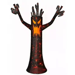 LED Orange & Black Haunted Halloween Tree, 4 ft.
