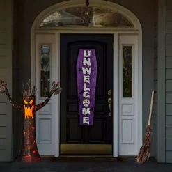 LED Orange & Black Haunted Halloween Tree, 4 ft.