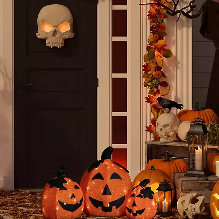 LED Orange Jack O Lanterns Outdoor Decor, Set of 3