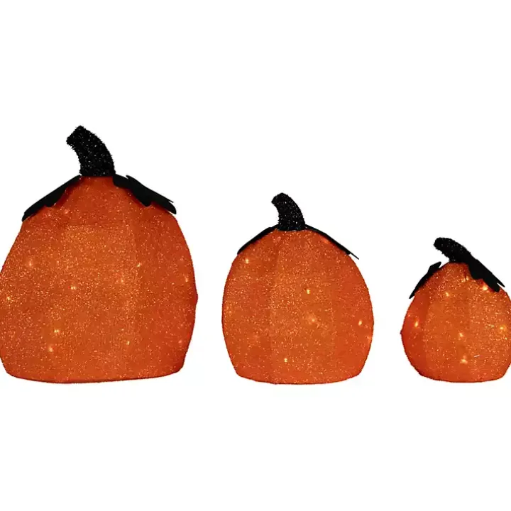 LED Orange Jack O Lanterns Outdoor Decor, Set of 3