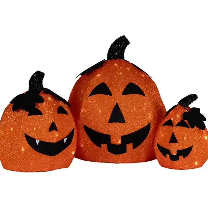 LED Orange Jack O Lanterns Outdoor Decor, Set of 3