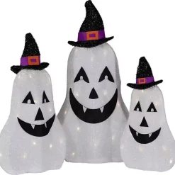 LED Outdoor Jack O Lantern Ghost Trio, Set of 3