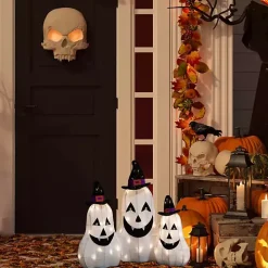 LED Outdoor Jack O Lantern Ghost Trio, Set of 3